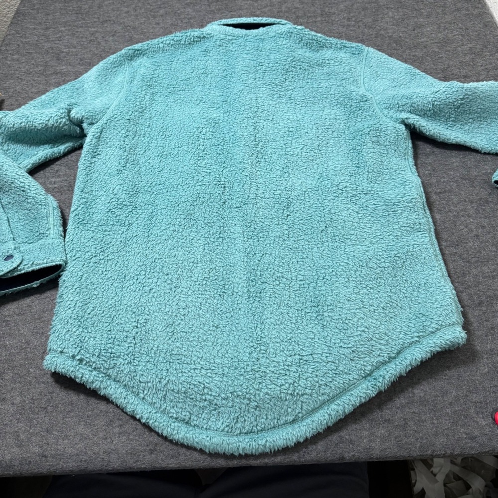 NEW Outerknown High Cloud Sherpa Fleece Shirt Jacket Aqua Blue Mens M 1580003 - Picture 5 of 7